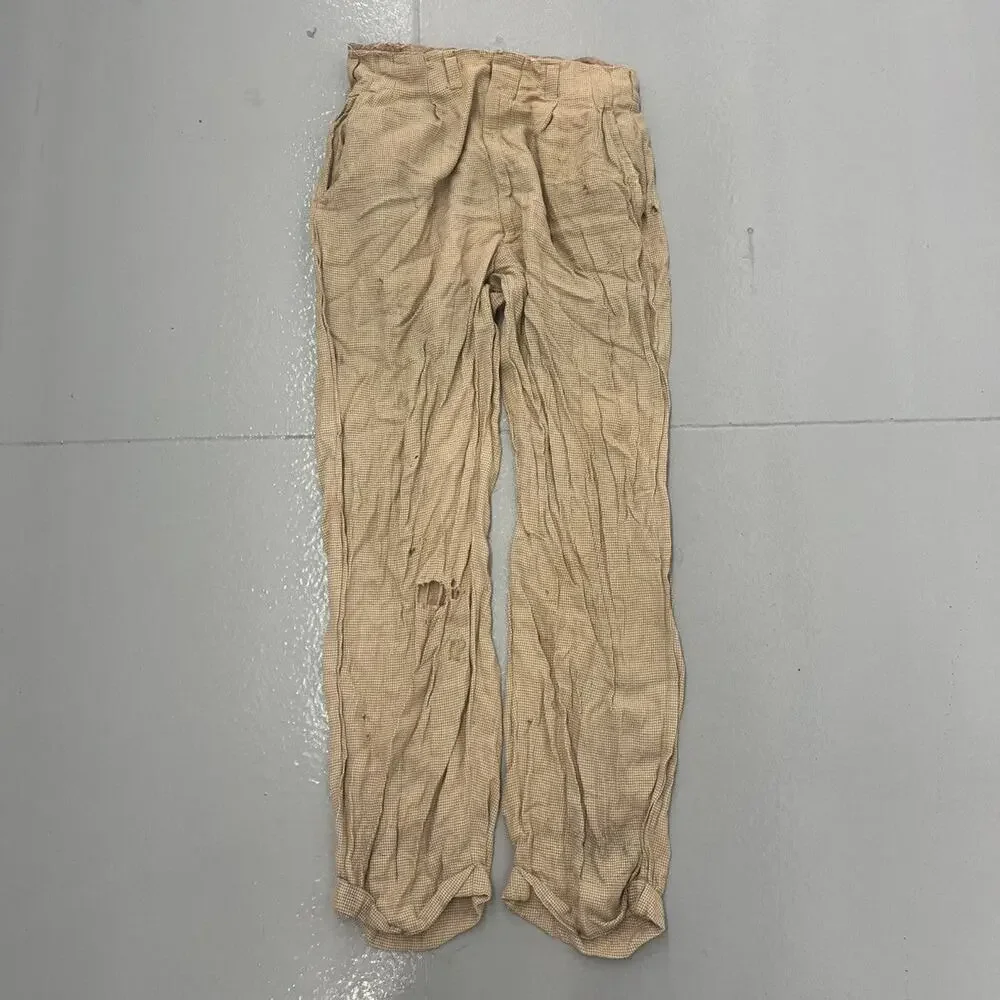 Vintage 40s Glen-More Beige Pattern Rayon Pants 29x29